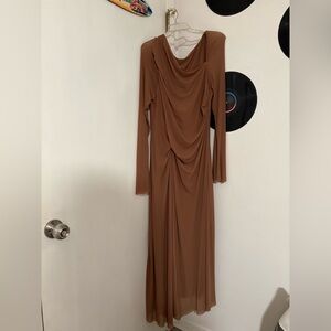 Maternity Elegant Brown Long Sleeve Dress Size L
